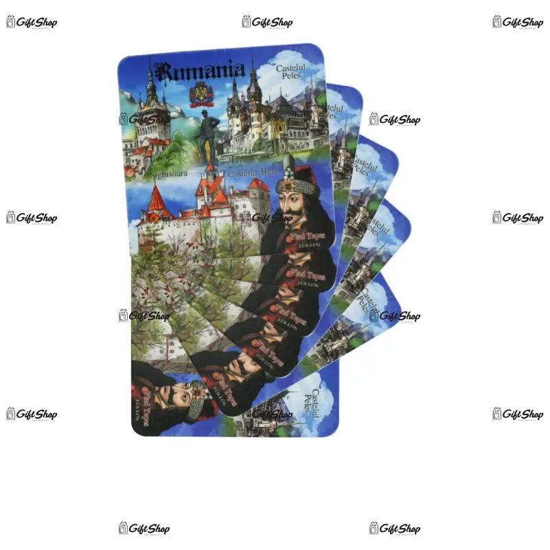 Romania, castele, vlad tepes, set 6 suporti pahare